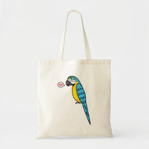 Blue And Yellow Cartoon Macaw Parrot Bird Love Tote Bag