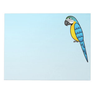 Blue And Yellow Cartoon Macaw Parrot Bird Notepad