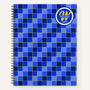 Blue and Yellow Checks Personalised  Notebook