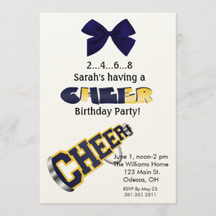 Blue and Yellow Cheer Megaphone Invitation