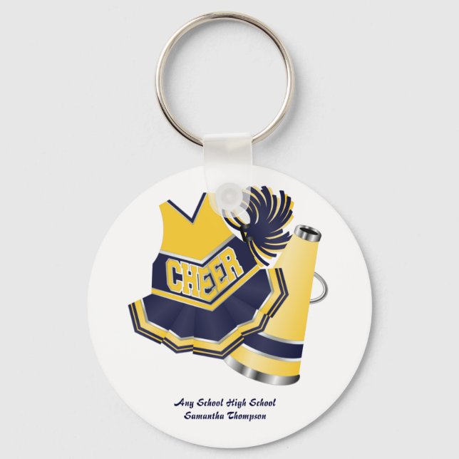 Blue and Yellow Cheerleader Keychain (Front)