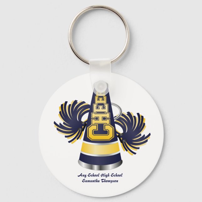 Blue and Yellow Cheerleading Keychain (Front)