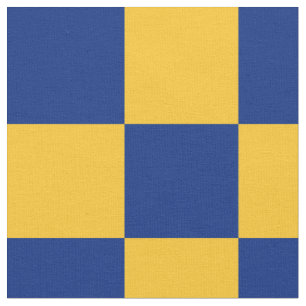 Blue and yellow chequerboard pattern fabric