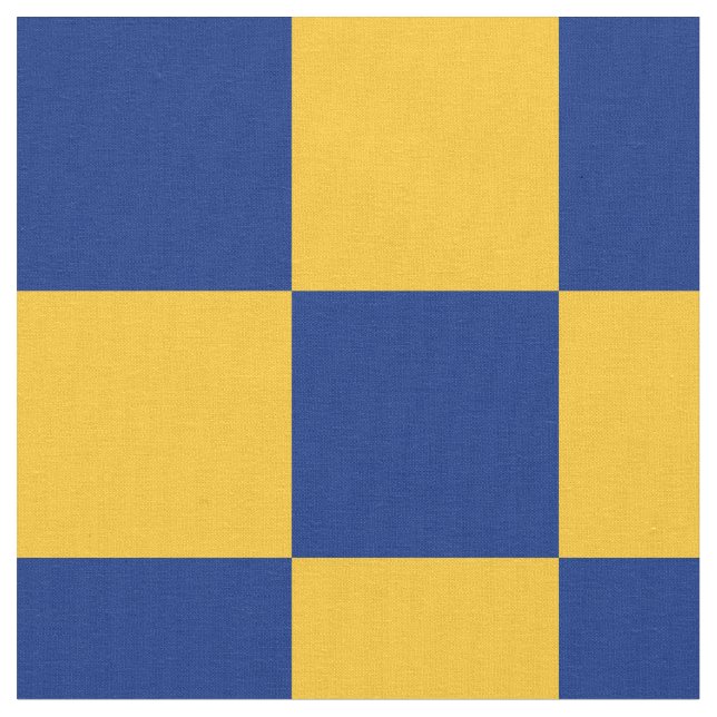 Blue and yellow chequerboard pattern fabric (Close Up)
