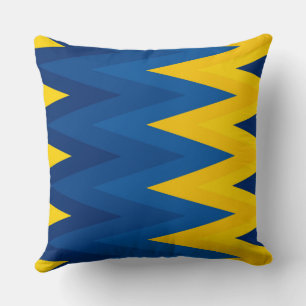 Blue and Yellow Chevron Pattern Cushion