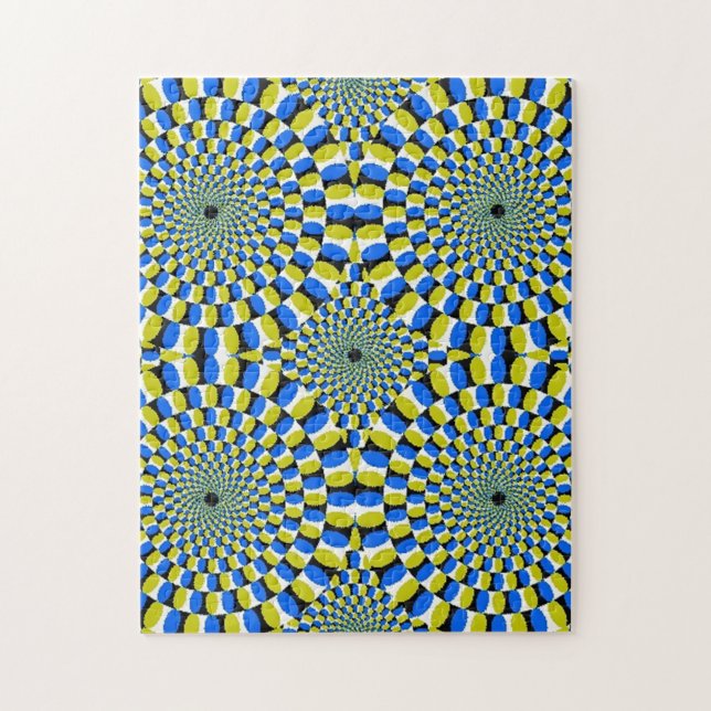 Blue and Yellow Circles Optical Illusion - hard Jigsaw Puzzle (Vertical)