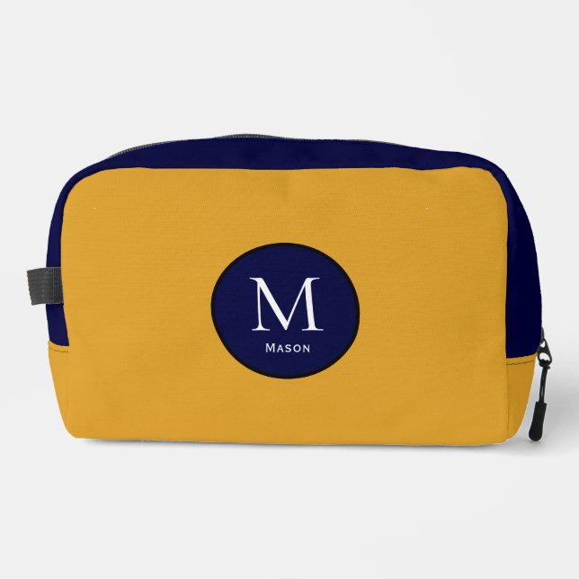 Blue and Yellow Colour Block  Dopp Kit (Front)