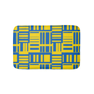 Blue And Yellow Colour Line Design Pattern Bath Mat