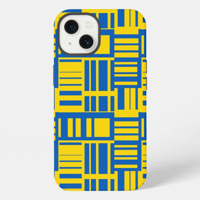 Blue And Yellow Colour Line Design Pattern iPhone Case (Back)