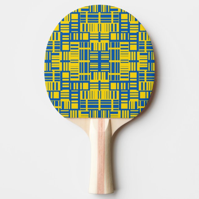 Blue And Yellow Colour Line Design Pattern Ping Pong Paddle (Front)