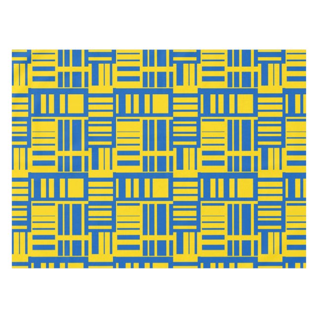 Blue And Yellow Colour Line Design Pattern Tablecloth (Front (Horizontal))