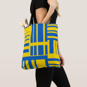 Blue And Yellow Colour Line Design Pattern Tote Bag