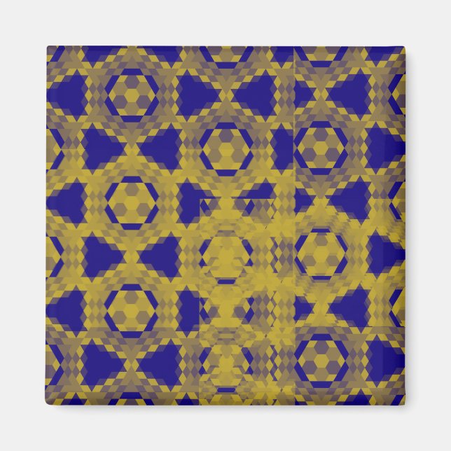 Blue and yellow contrast fashion pattern magnet (Front)