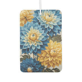 Blue and yellow dahlias car air freshener