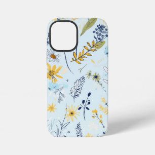 Blue and Yellow Daisy Pattern iPhone 12 Mini Case