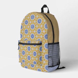 Blue and yellow design printed backpack