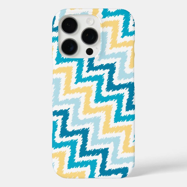 Blue and Yellow Diagonal Zigzag Ikat Pattern Case-Mate iPhone Case (Back)