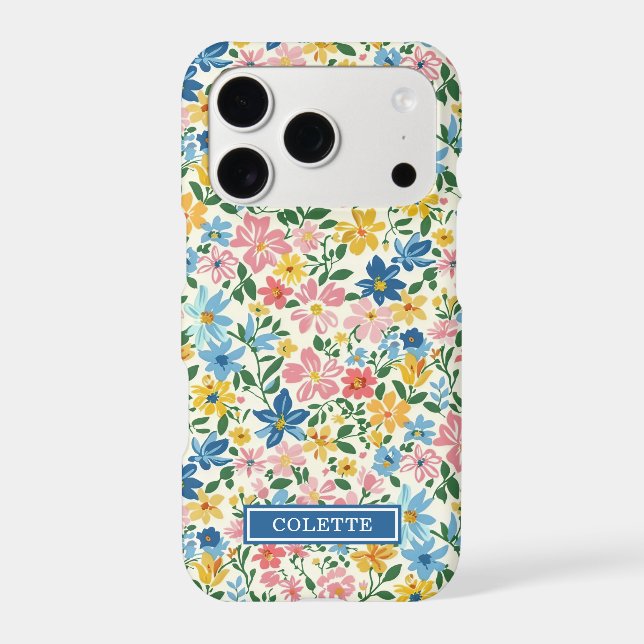 Blue and Yellow Ditsy Flowers Monogrammed (Back)