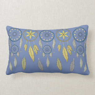 Blue and Yellow Dream Catchers Lumbar Cushion