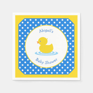 Blue and Yellow Duck Baby Shower Custom Napkins