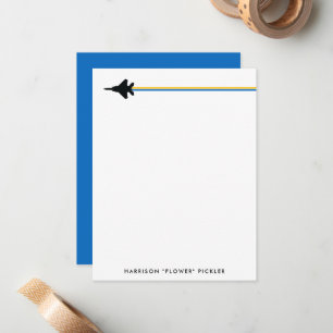 Blue and Yellow F-15 Personal Stationery Card