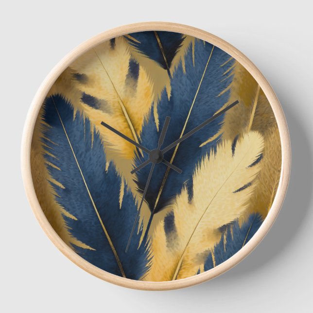 BLUE AND YELLOW FEATHER CLOCK (Front)