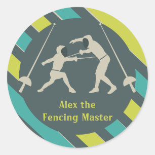 Blue and Yellow Fencing Stickers Party Favour