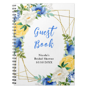 Blue and Yellow Floral Bridal Shower Guest Book