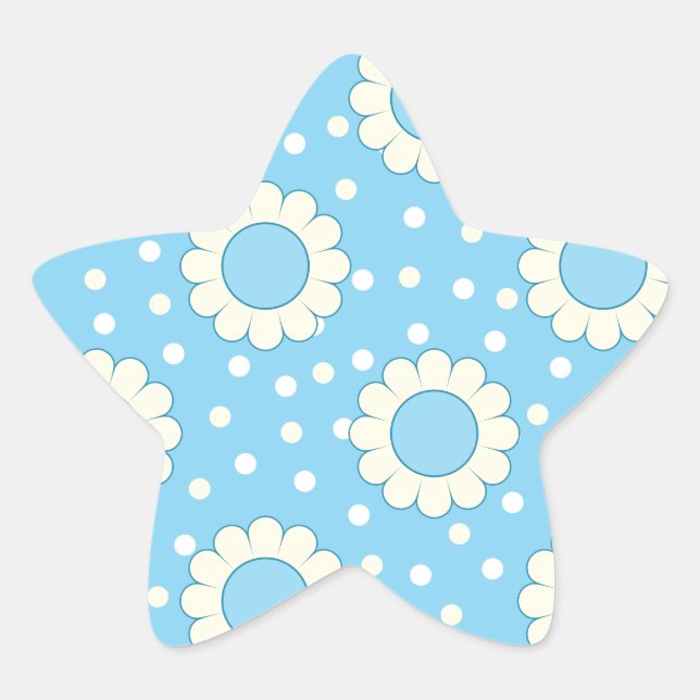 Blue and yellow floral pattern star sticker (Front)