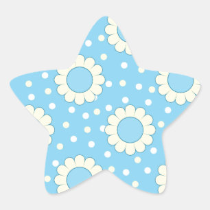Blue and yellow floral pattern star sticker