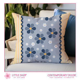 Blue and Yellow Floral Pillow