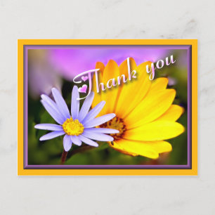 Blue and yellow floral postcard