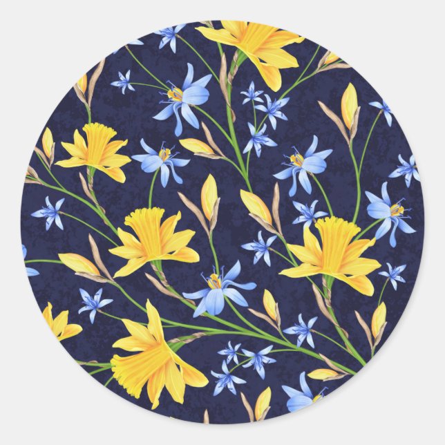 Blue and Yellow Floral Sticker (Front)