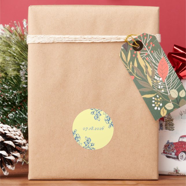 Blue and Yellow Floral Stickers (Holiday)