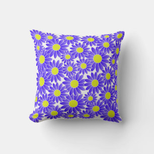Blue and Yellow Flower Throw Pillow