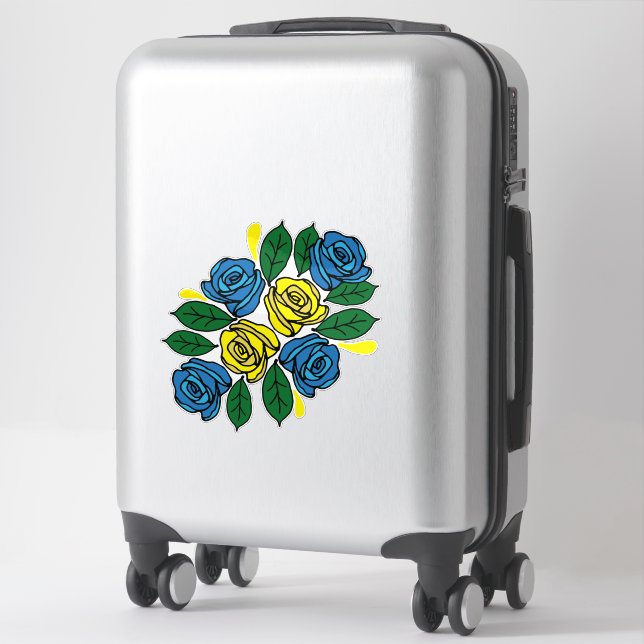 Blue and Yellow Flowers Folk Art Narrowboat (Suitcase)
