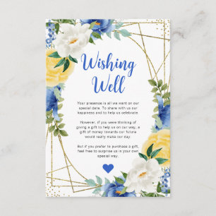 Blue and Yellow Flowers Frame Wedding Wishing Well Enclosure Card