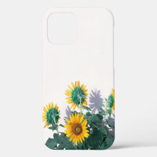 Blue and yellow flowers on white wall iPhone 12 case