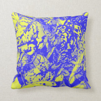 Blue and Yellow Foliage Throw Pillow