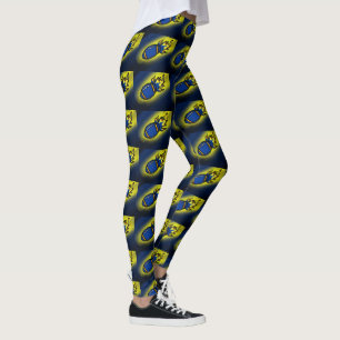 BLUE AND YELLOW FOOTBALLS LEGGINGS