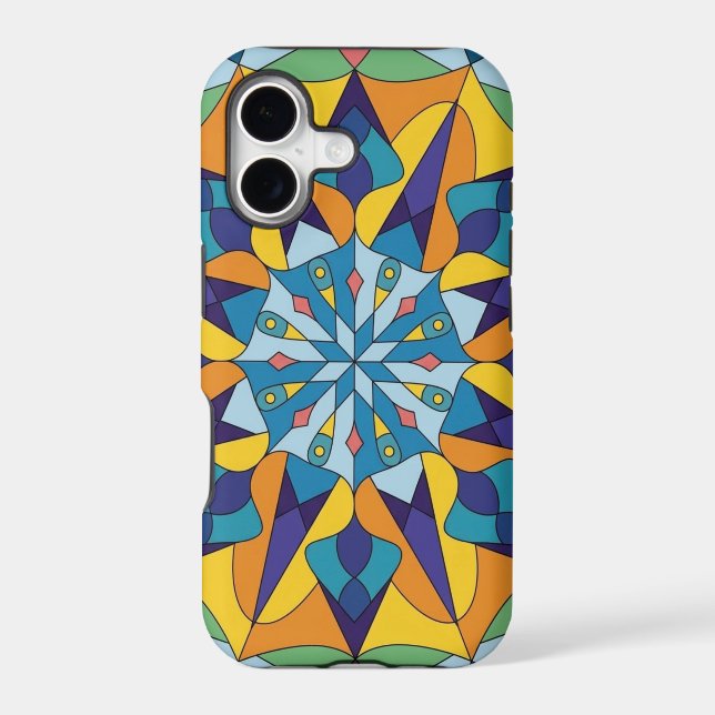 Blue and yellow fractal geometric pattern (Back)