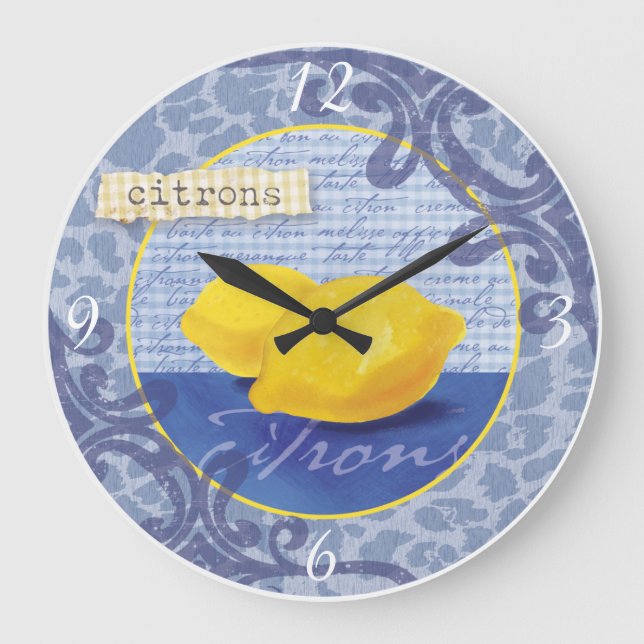 Blue and Yellow French Kitchen Clock (Front)