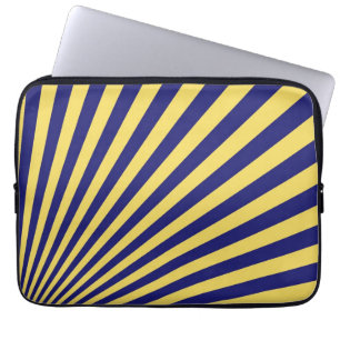 Blue and Yellow Funky Striped Abstract Art Laptop Sleeve