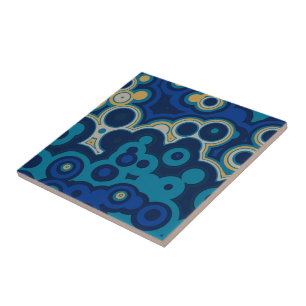 Blue and Yellow geometric Ceramic Tile