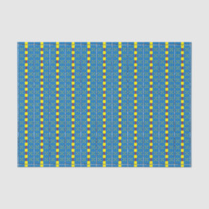 Blue and Yellow Geometric Ethnic Folk art pattern Tissue Paper