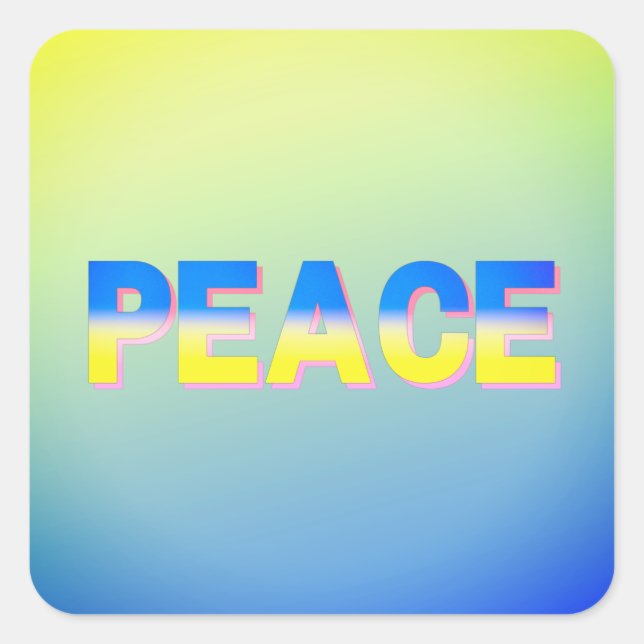 Blue and Yellow Gradient Peace Ukraine Inspiration Square Sticker (Front)