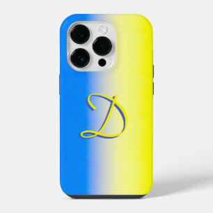 Blue and Yellow gradient Ukraine Inspired monogram iPhone 14 Pro Case