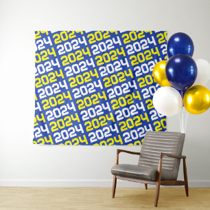 Blue and Yellow Graduation Backdrop Tapestry