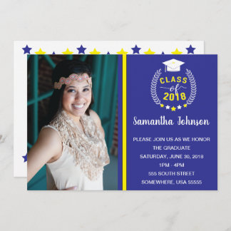 Blue and Yellow Graduation Party Invite