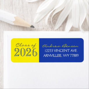 Blue and Yellow Graduation Return Address Labels